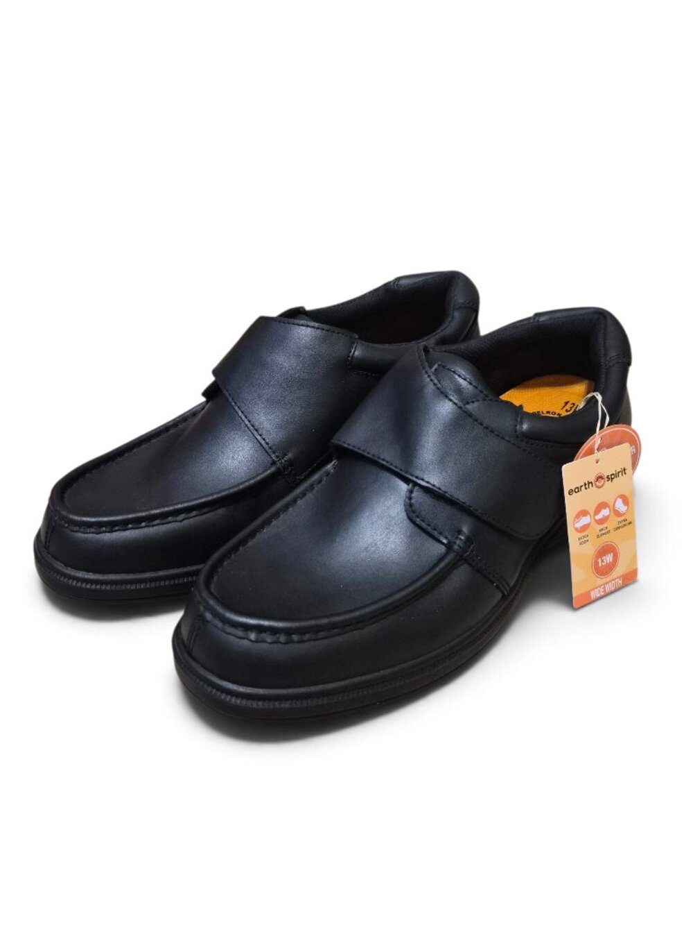 Earth Spirit Layton Leather Shoes Men's Size 13W Adjustable Strap Closure Black